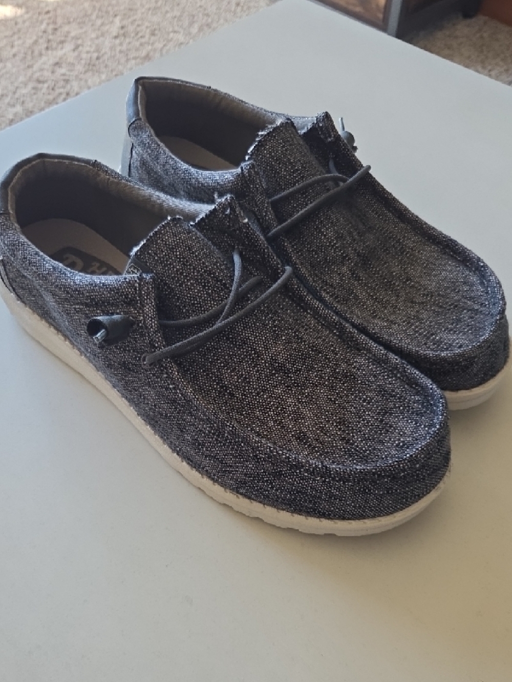 Hey Dude Men’s Wally Ascend Woven Slip-On Loafers – Charcoal Heather, Size 13